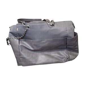 Beis Gray Large Tote Bag with Chain Detail